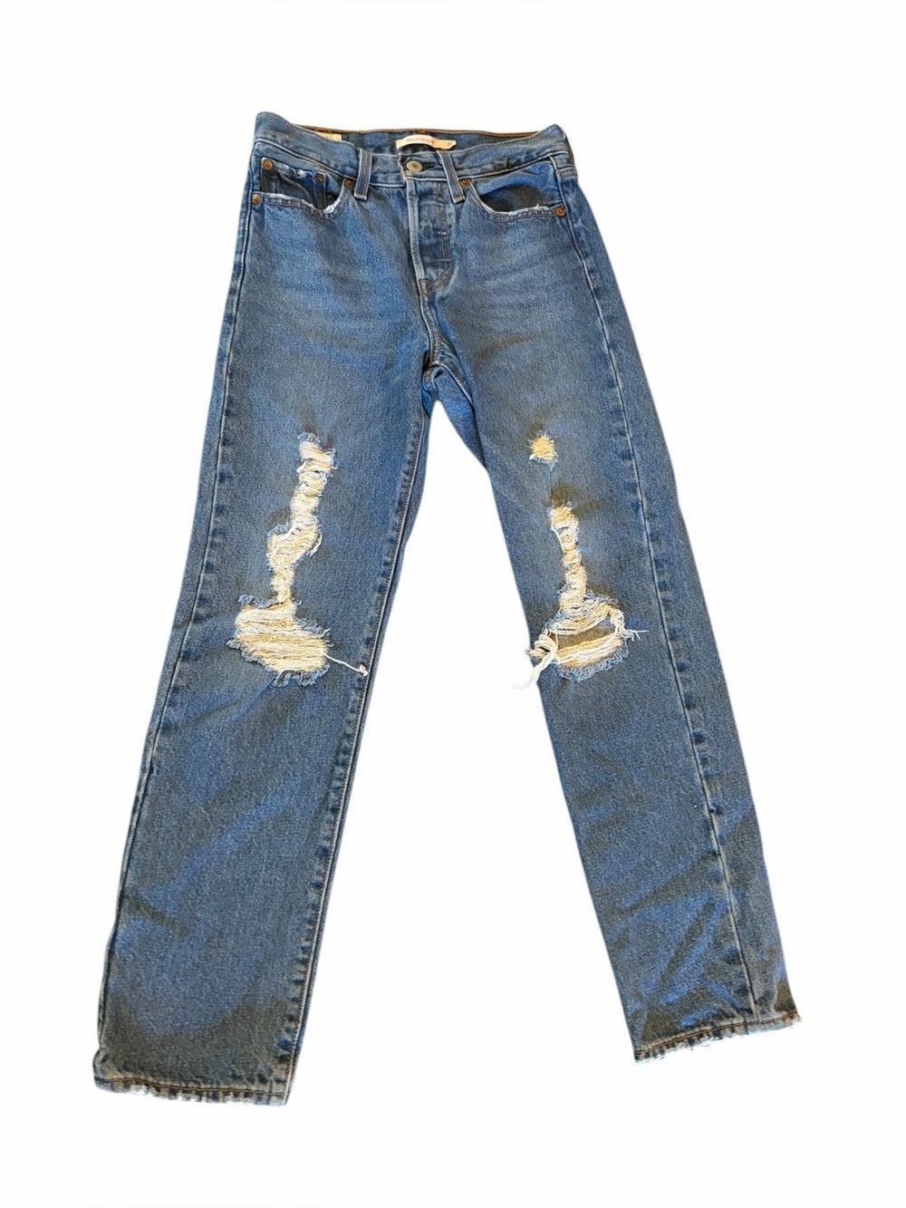 Levi’s Wedgie Straight Distressed Jeans Medium Wash